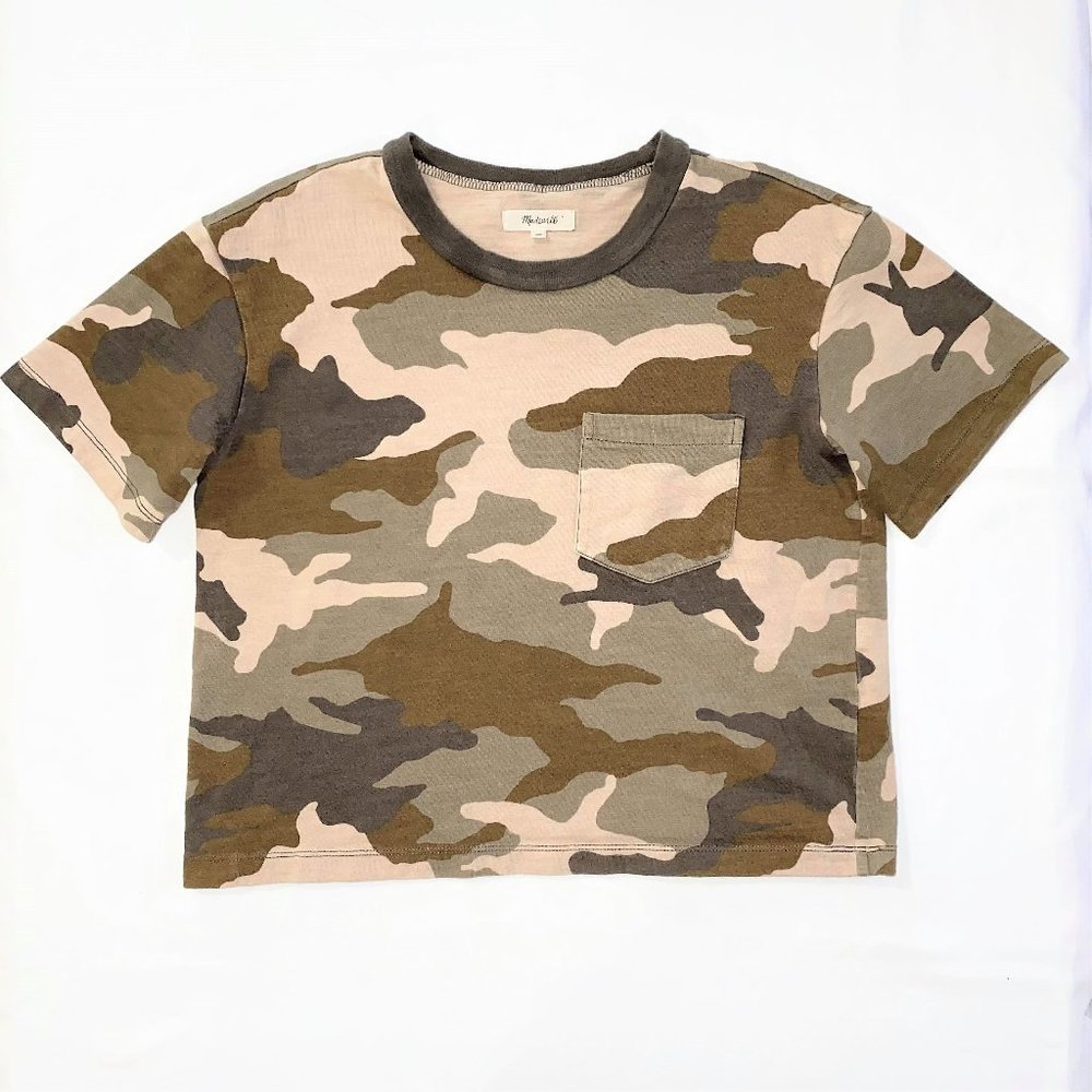 3/$25 Item Madewell Women Camo Cropped Top Shirt Green/Brown Size XS